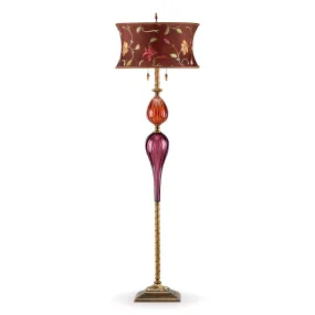 Victor Floor Lamp F73K73 by Kinzig Design, Brown, Fuchsia, Salmon, Purple, Blown Glass, Silk Shade