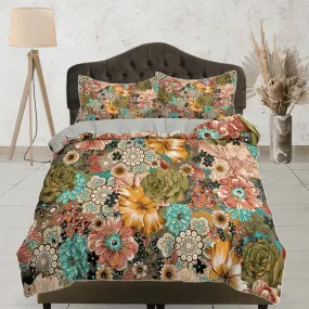 Vintage retro bedding shabby chic duvet cover queen, king, boho duvet, designer bedding, aesthetic bedding, maximalist full size bedding