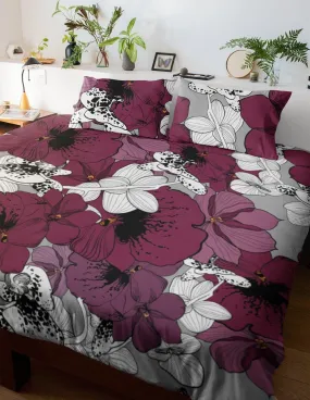 Violet Duvet Cover Full Set Floral Prints | Bedding and Pillow Case | 3 Piece Bedding Set