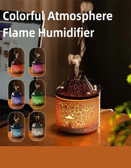 Volcano Flame Ultrasonic Humidifier & Aroma Diffuser for Home Fragrance - Smoking Mist Steamer