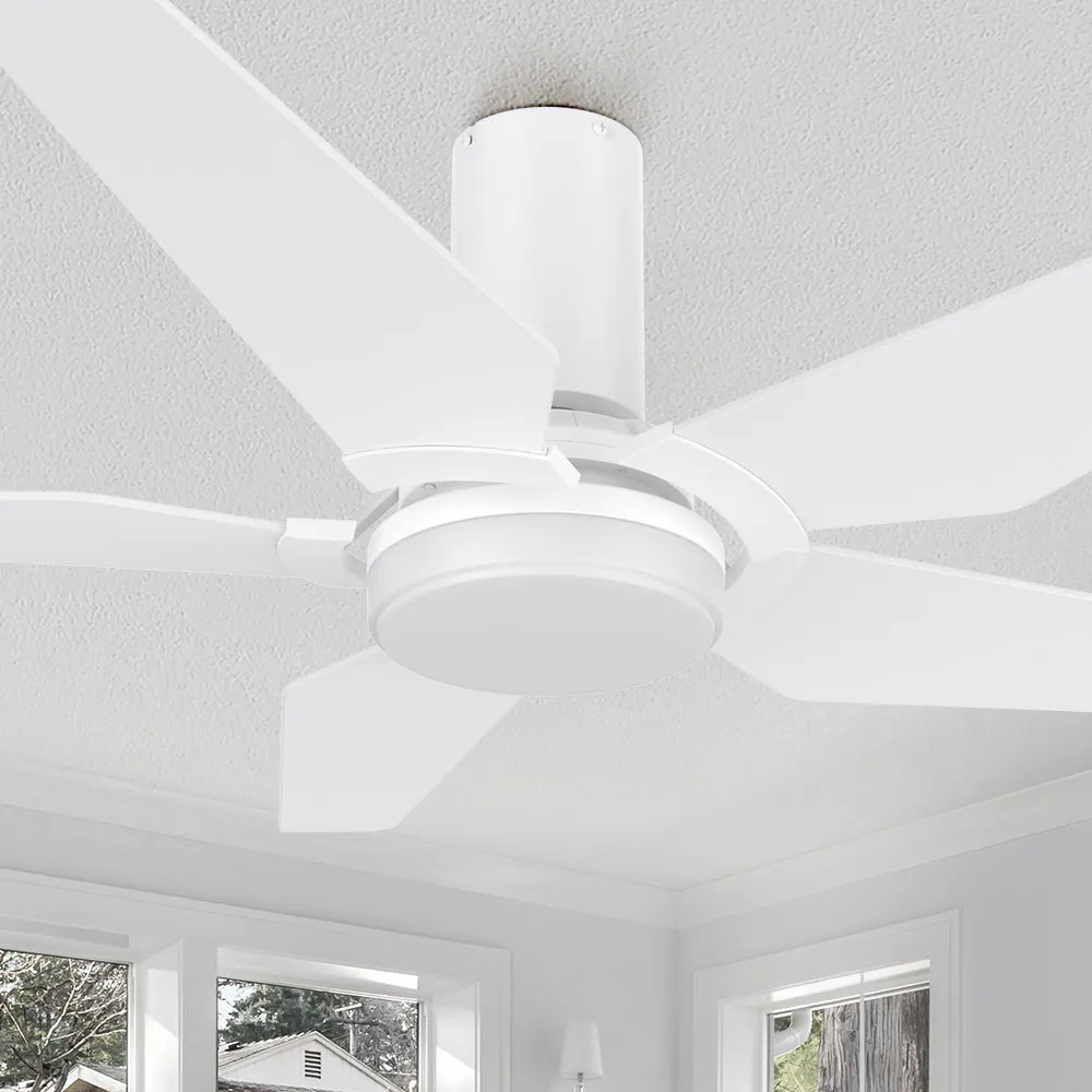 Voyager Smart Flush Mount Ceiling Fan with LED Light Outdoor Indoor 52”