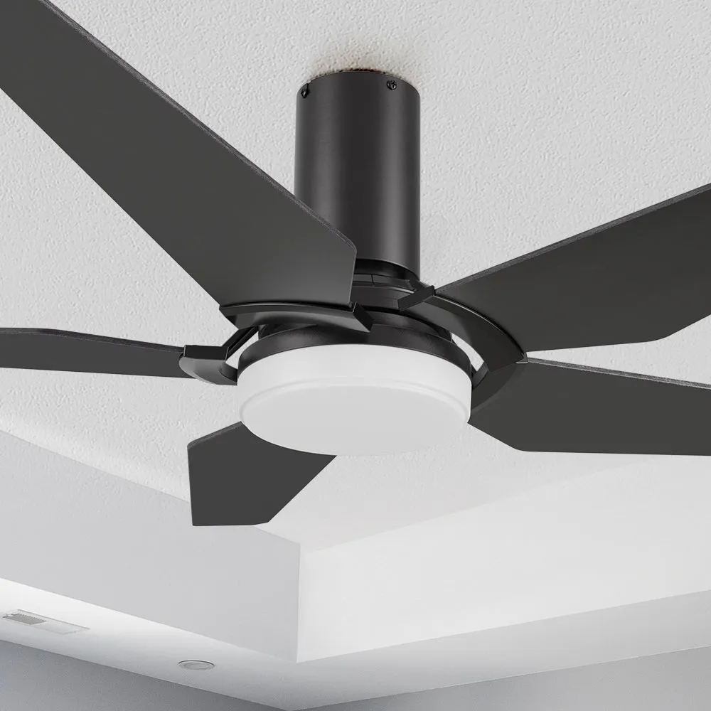 Voyager Smart Flush Mount Ceiling Fan with LED Light Outdoor Indoor 52”