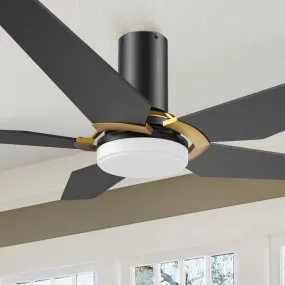 Voyager Smart Flush Mount Ceiling Fan with LED Light Outdoor Indoor 52”