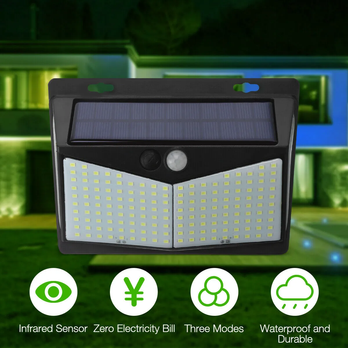 Waterproof 208 LED Solar Power Light Motion Sensor Outdoor Yard Garden Wall Lamp