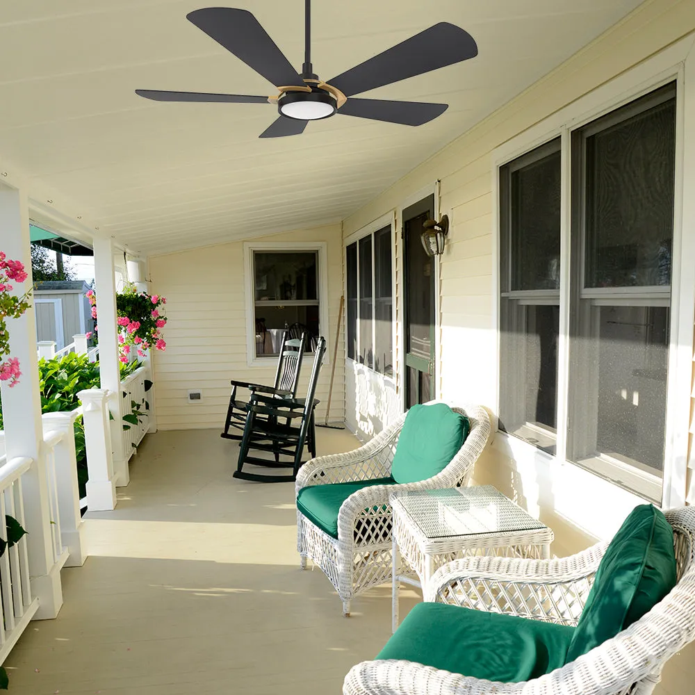 Wilkes Outdoor Smart Ceiling Fan with LED Light and Remote 52"