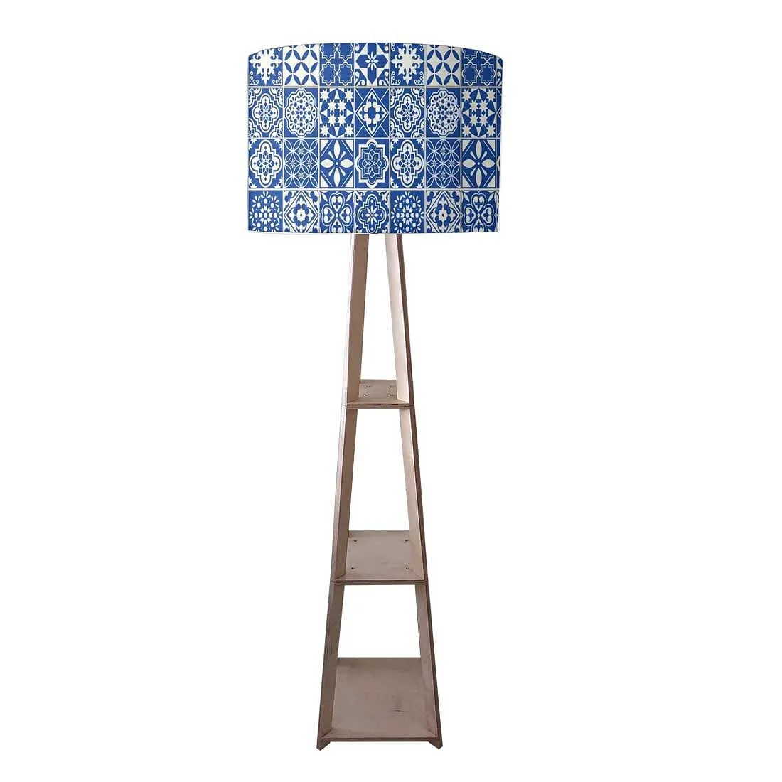 Wooden Floor Lamp Long Corner Lights with Shelf - Tiles of Seville