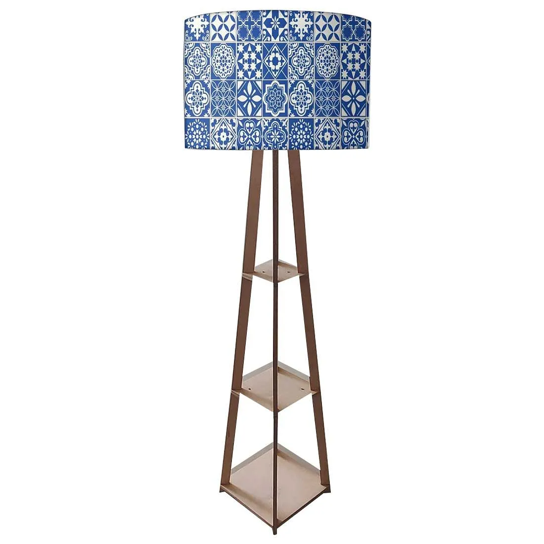 Wooden Floor Lamp Long Corner Lights with Shelf - Tiles of Seville