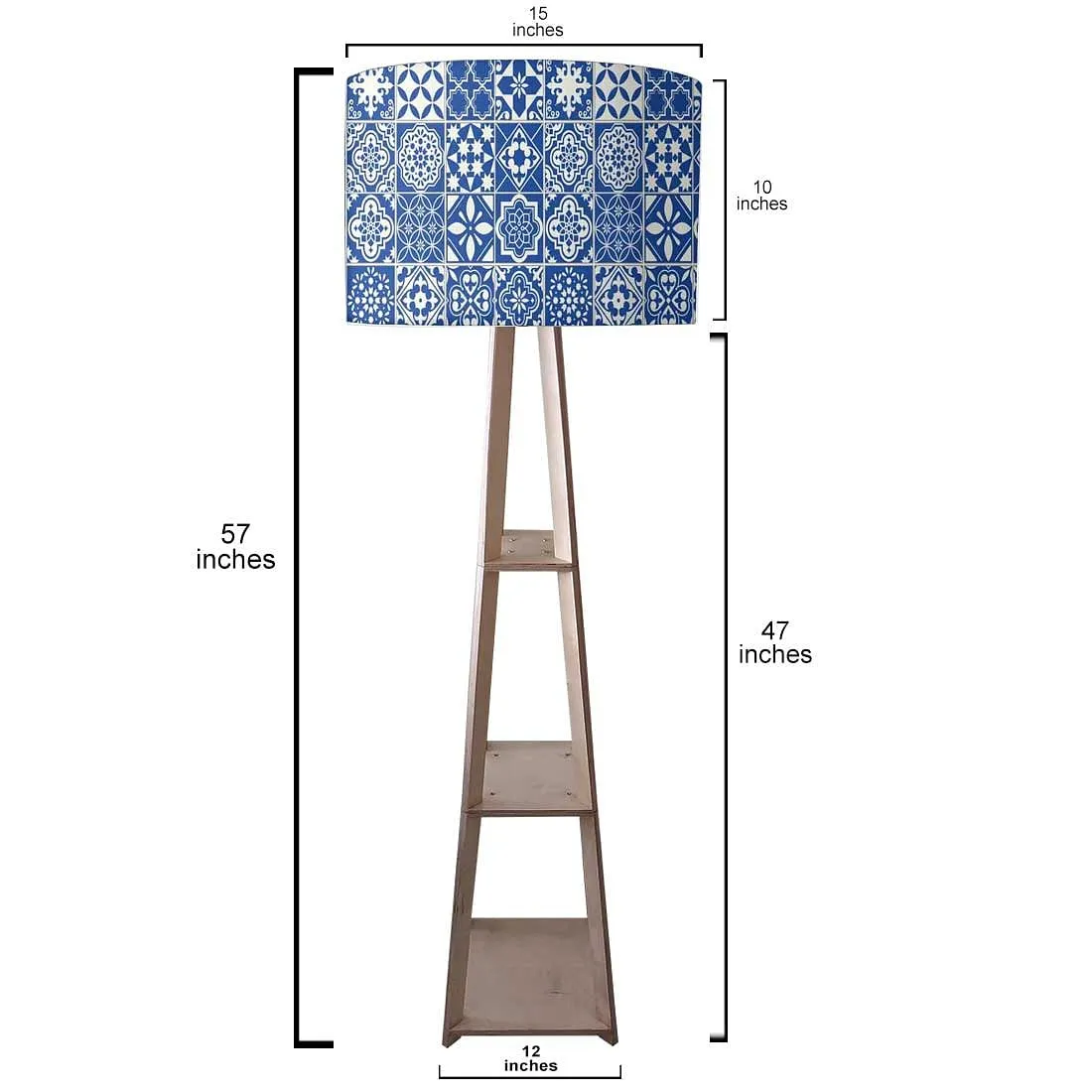 Wooden Floor Lamp Long Corner Lights with Shelf - Tiles of Seville