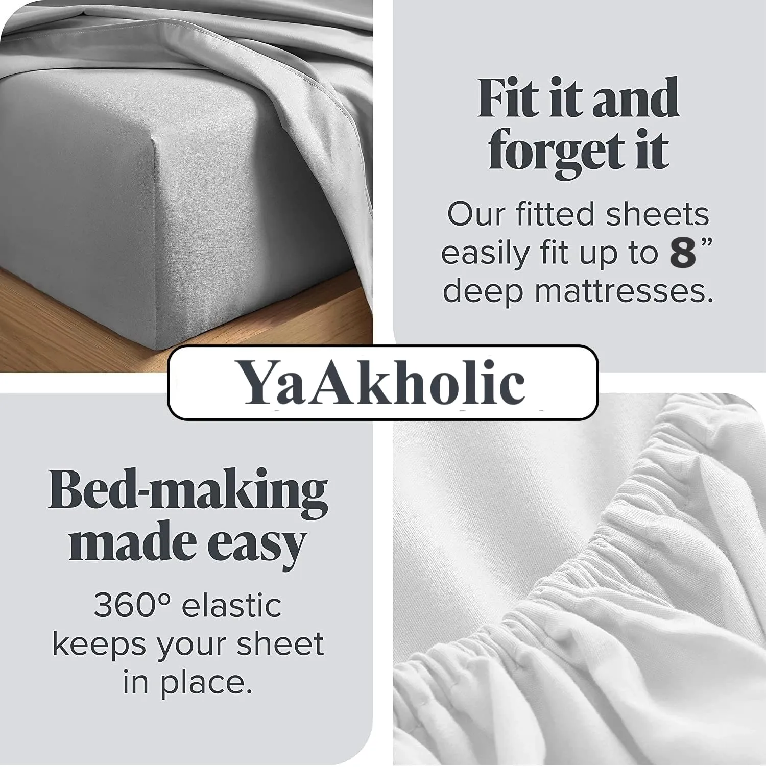 YaAkholic 220 TC Elastic Fitted Double King Size Bed Cotton Bedsheets with 2 Pillow Covers - King Size 78" x 72" Lruxurious Bedding Set for Ultimate Comfort and Style (King - Purple Patta)