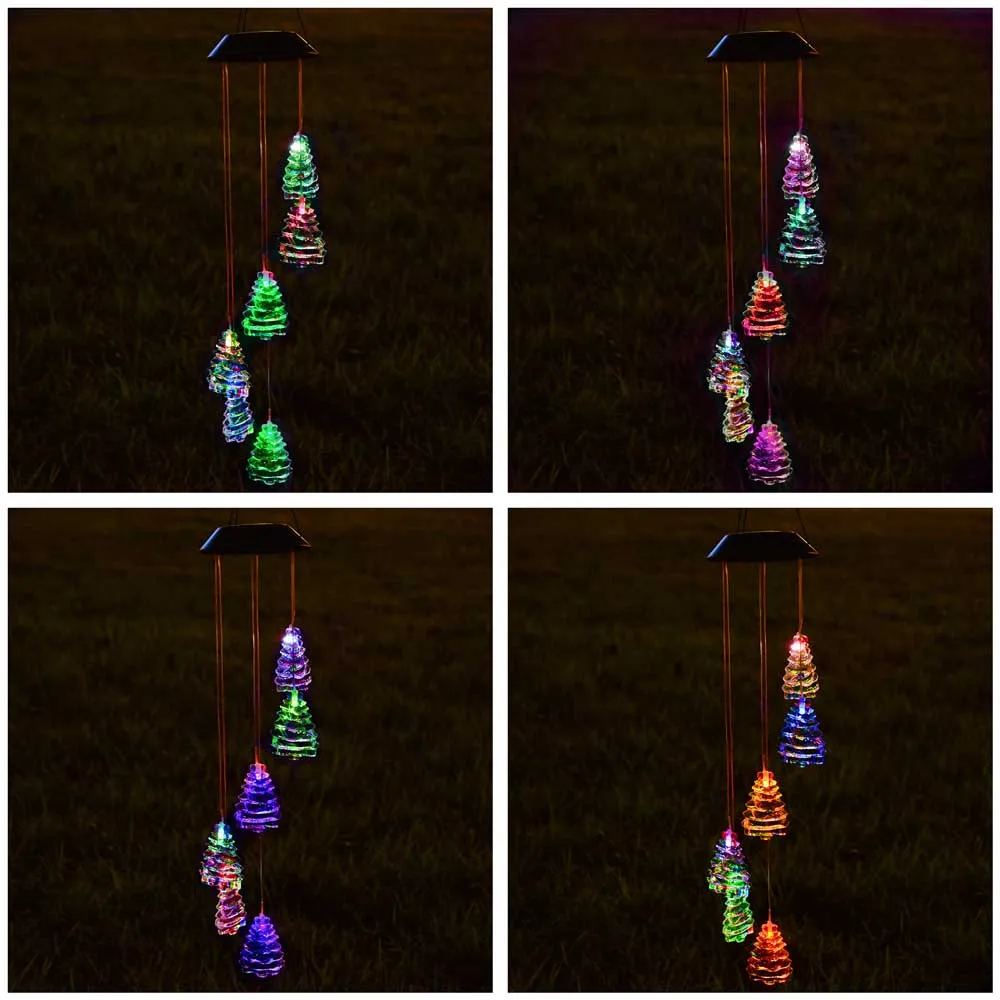 Yescom Solar LED Wind Chime Color Changing Decor Light Christmas Tree