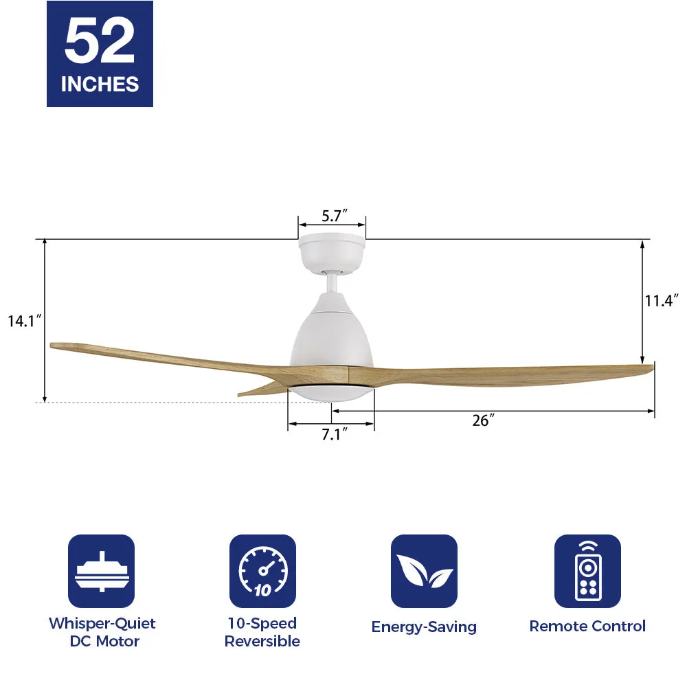 Zircon 52” DC Motor Ceiling Fan with Remote 10 Speed Options(NO LED)